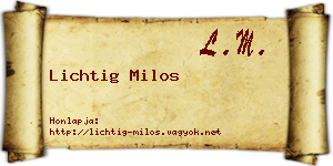 Lichtig Milos névjegykártya